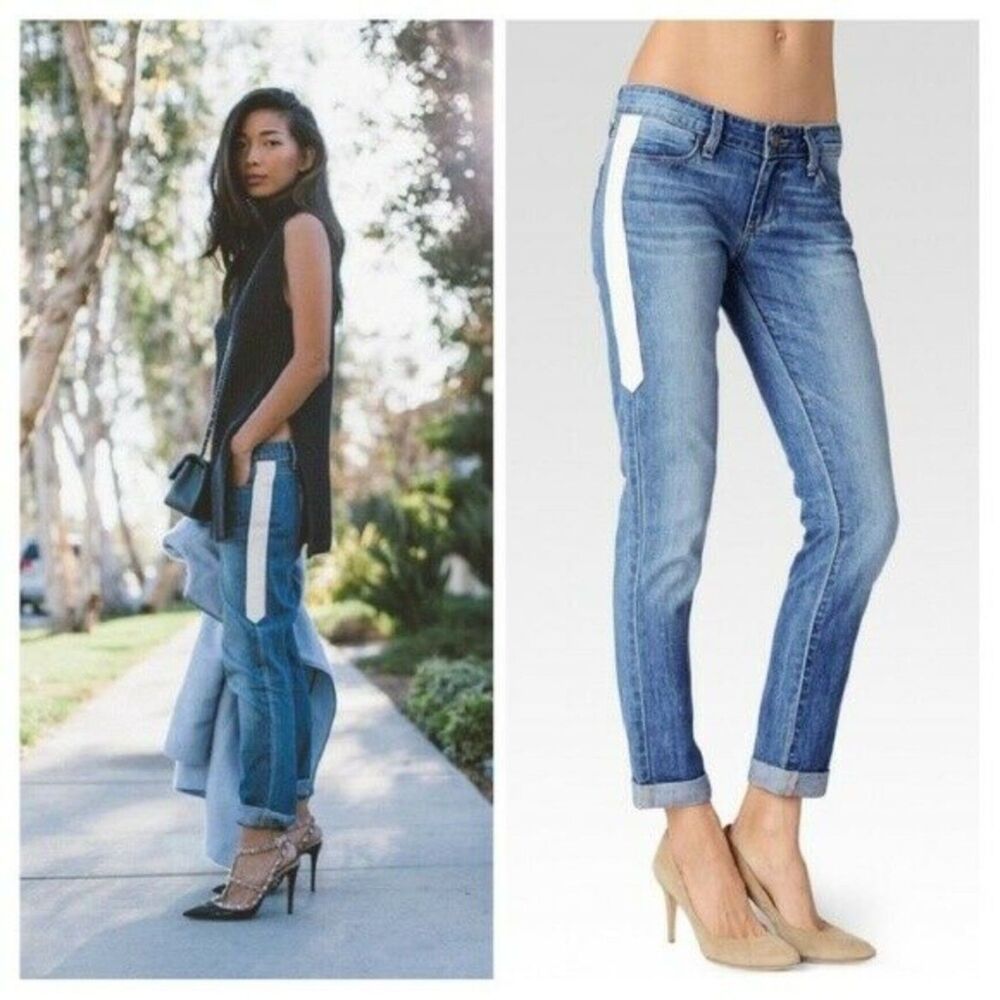 PAIGE Jimmy Boyfriend Skinny Jeans Womens 24 Indigo Dart Mid Rise Stretch Blue